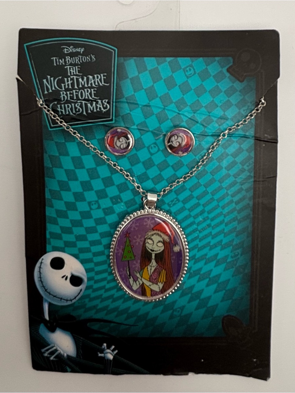 The Nightmare Before Christmas Sally Pendant Necklace and Earrings Set - Purple
